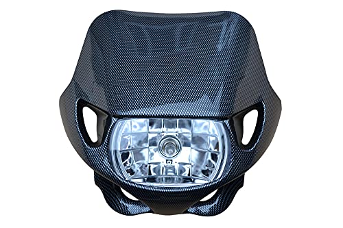 Universal 12V/35W Motocross Scheinwerfer für Alle Motocross & Enduro Motorräder Kohlefaser Farbe