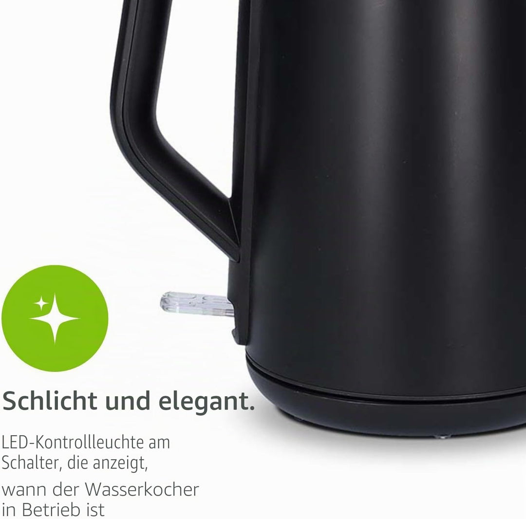 Wasserkocher - 1.5 l - Plastik - Schwarz - Um 360 Grad drehbar - Verdecktes Heizelement - Strix Cont