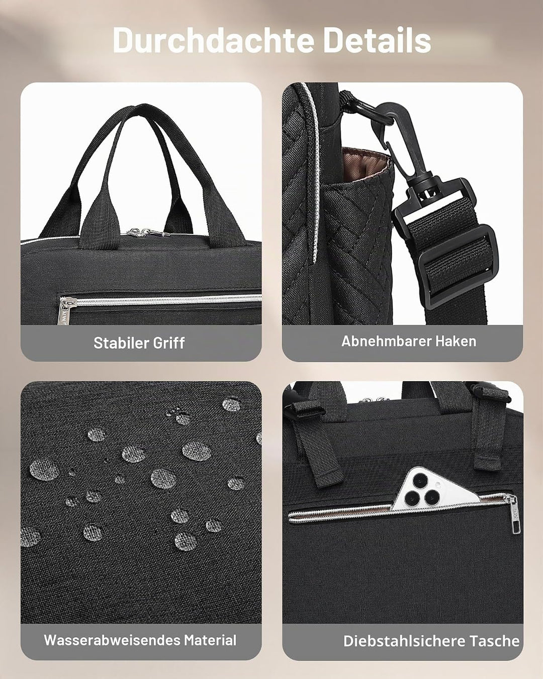 KONO Baby-Wickeltasche, stilvoll, für Mama und Papa, wandelbare Reisetasche mit isolierten Taschen