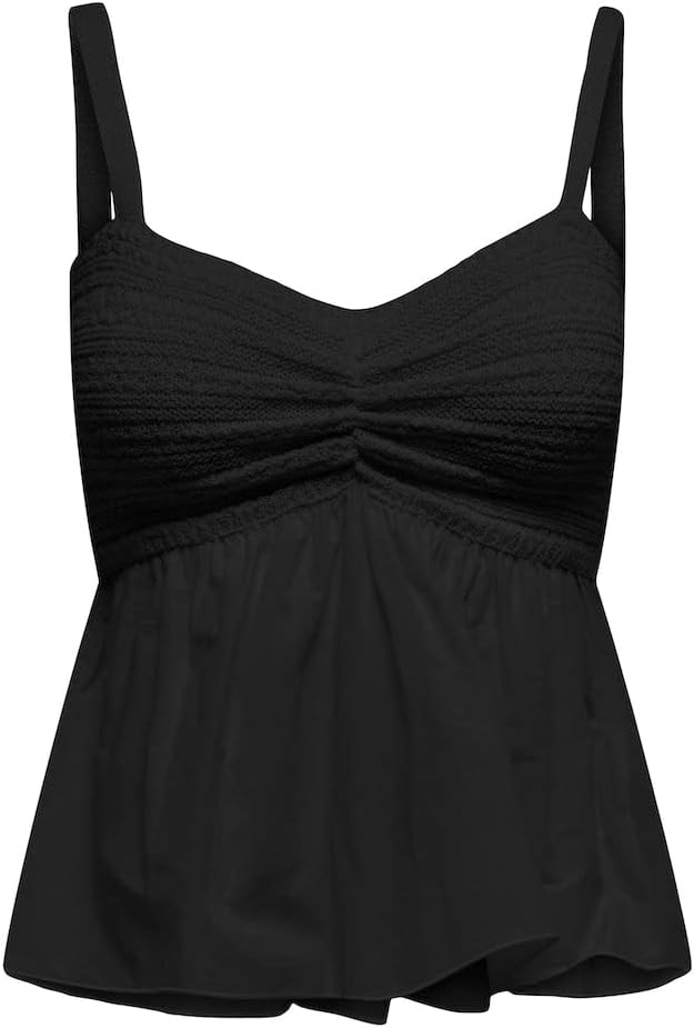 ONLY ONLMONNA LIFE SL WOVEN MIX TOP KNT M Schwarz, M Schwarz