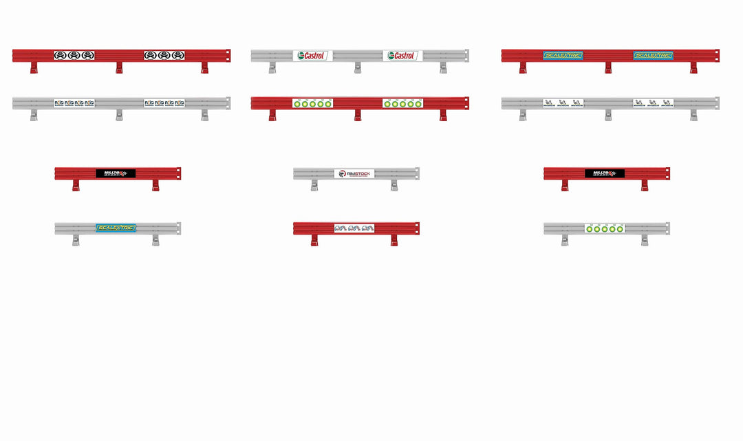 Scalextric Leitplanken mit Aufklebern, Grey/Red