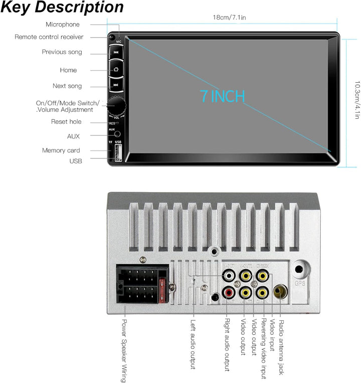 Bewinner 7 Zoll Doppel Din Autoradio, Bluetooth Autoradio MP5 Player mit Touchscreen, Freisprecheinr