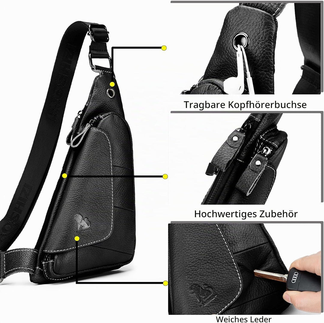 pundarika brusttasche herren leder Kleine umhängetasche herren sling bag Leder Crossbody bag Tasche