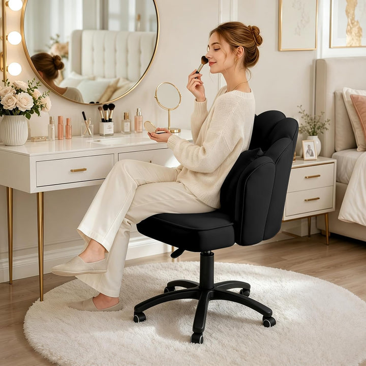 Vanity Sessel Velvet Petal Schreibtischstuhl - Moderner Polstersessel mit Rückenlehne und Steppung,