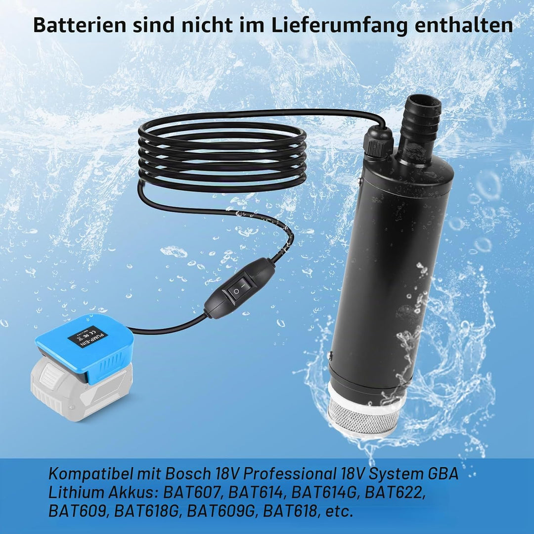 CPROSP Sumpfpumpe Kompatibel mit Bosch GBA 18V Batterie (Keine Batterie), Wasserpumpe 30L/min, Trans