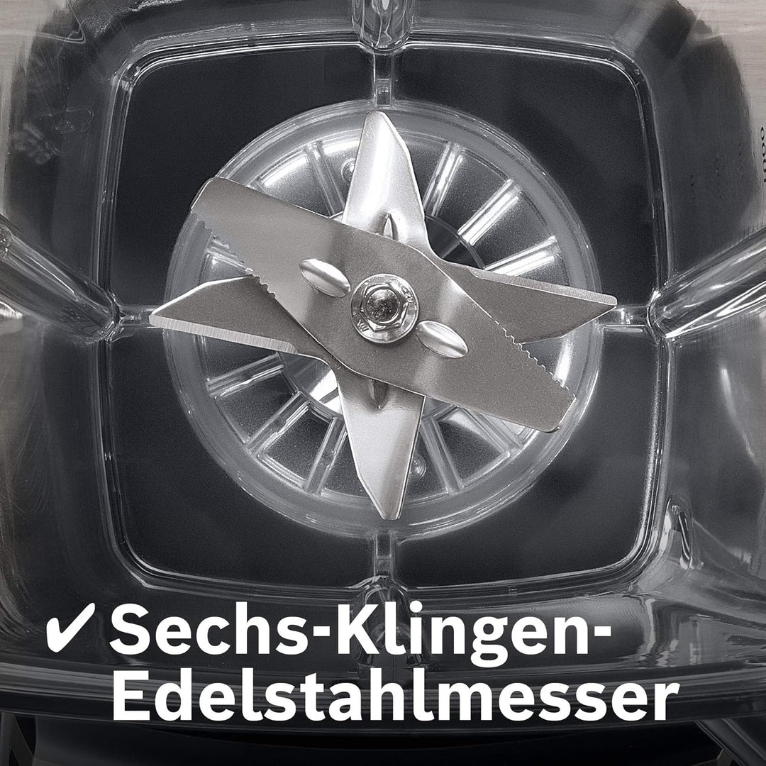 Bosch Standmixer VitaBoost MMBH4P3B, 6-Klingen-Edelstahlmesser, 2,5l Tritan-Mixbehälter, Stopfer, 3
