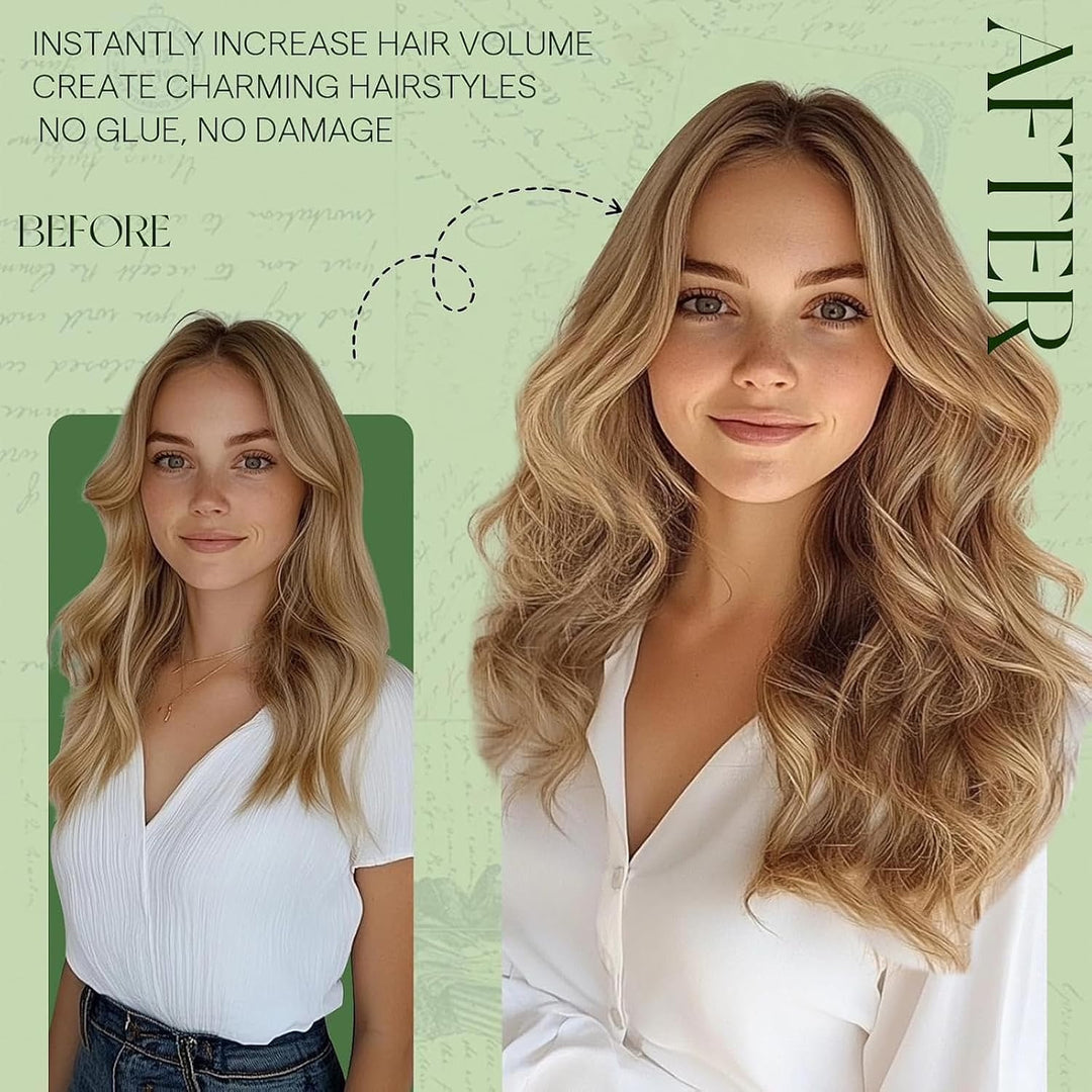 RUNATURE Blond Clip Extensions Echthaar Dunkelblond mit Goldblond Glatt Haar Clip in Haarextensions