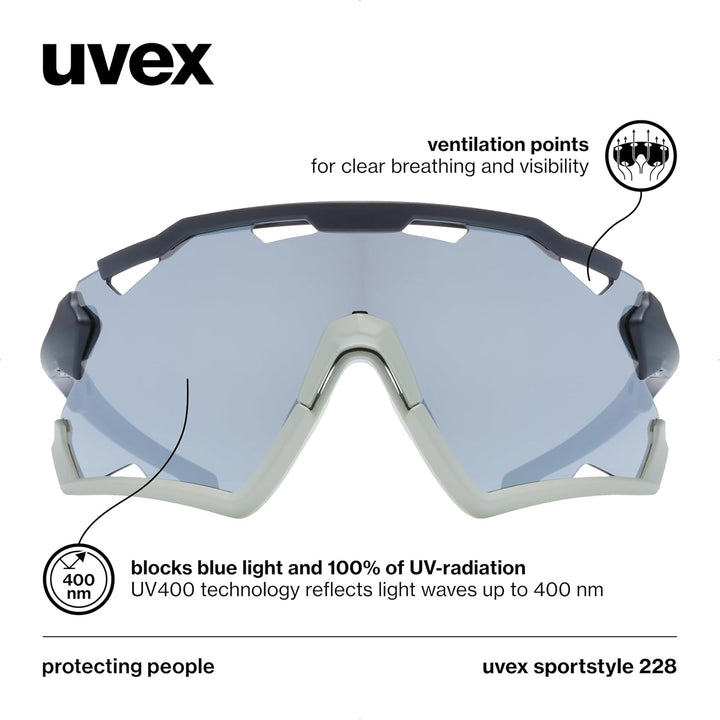 uvex Unisex Sportstyle 228 Sportbrille (1er Pack) Einheitsgrösse black sand mat/silver, Einheitsgrös