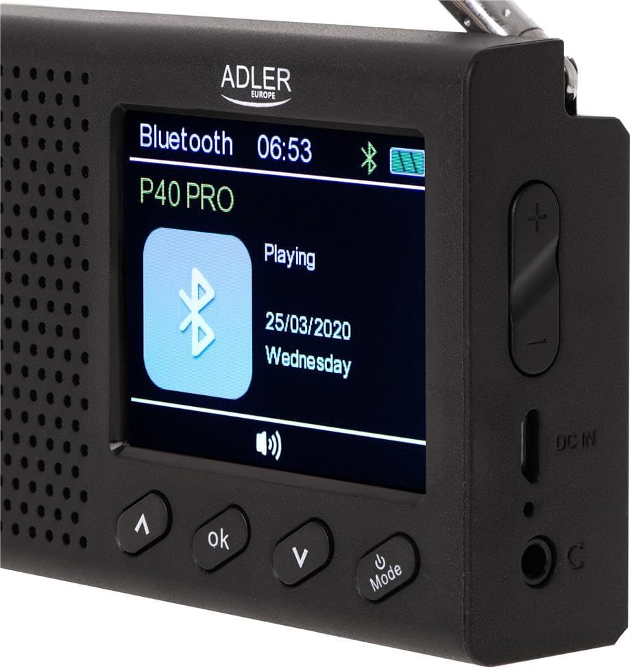 Adler AD 1198 UKW-Reiseradio FM 87,5 108 MHz RDS, bis zu 20 Sender, Bluetooth, mit LCD-Display, Anal