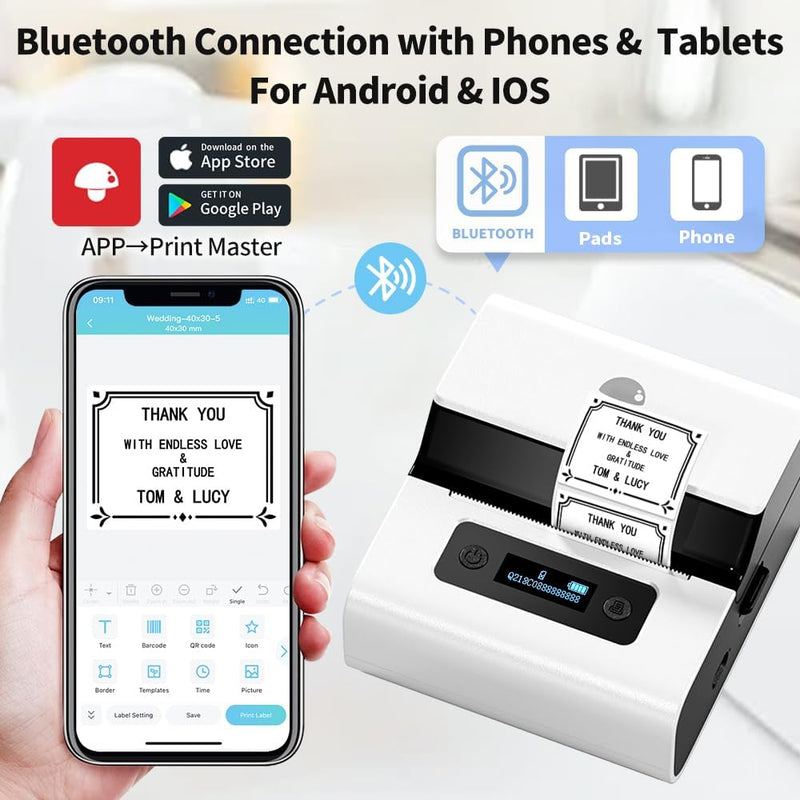 Phomemo M221 Etikettendrucker - Bluetooth Beschriftungsgerät Selbstklebend, Etikettiergerät für Unte