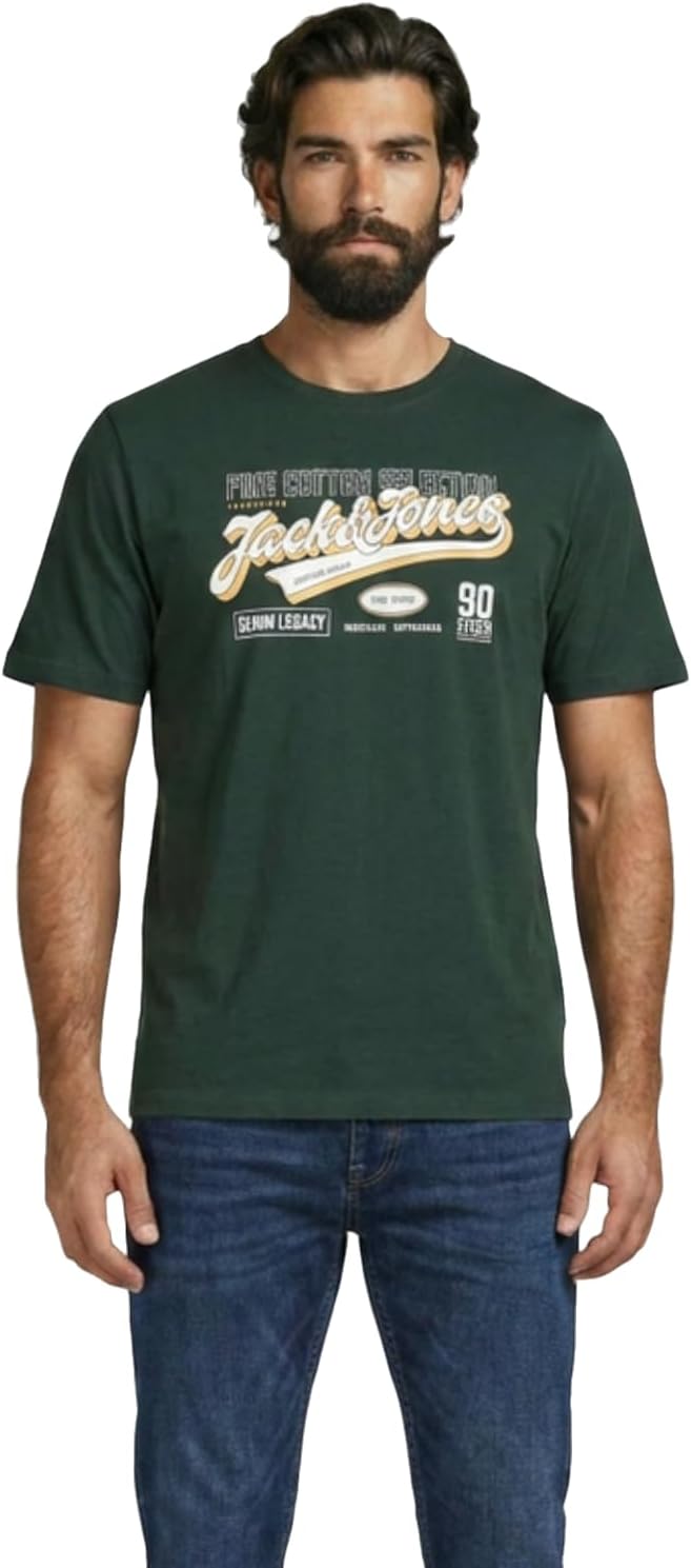 JACK & JONES Herren 5er-Set T-Shirts in verschiedenen Styles, Prints und Farben aus Baumwolle S 5er