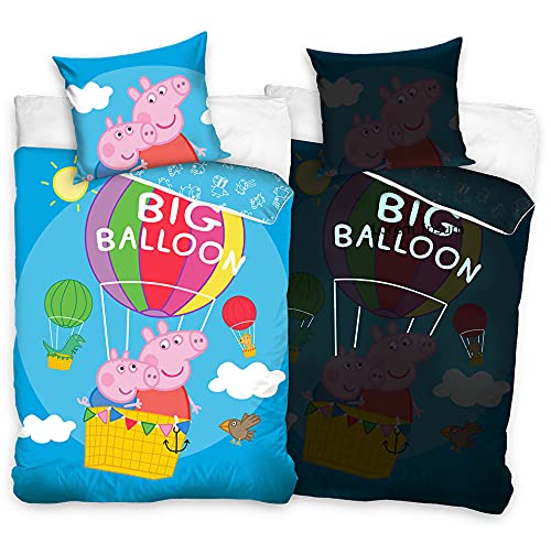 Peppa Pig Bettwäsche 135x200 - 80x80cm leuchtet im Dunkeln PP211018B-4