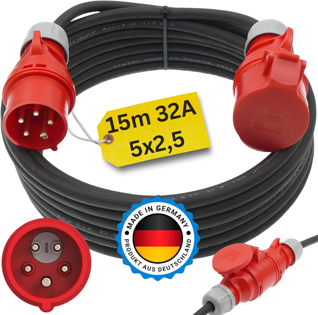 netbote24 S-LINE CEE Starkstrom Verlängerungskabel 32A mit/ohne Phasenwender H07RN-F 5G2,5 IP44 Auss