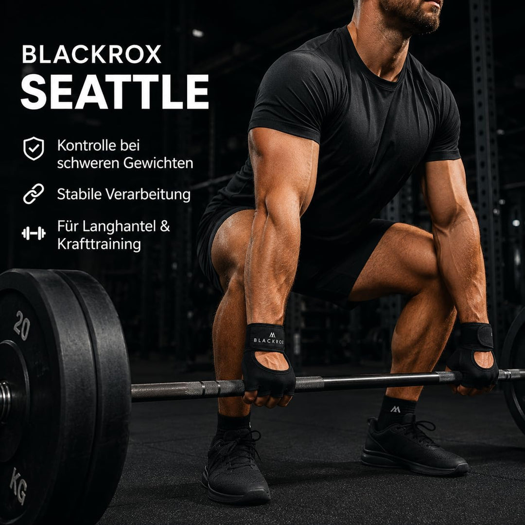 BLACKROX Fitnesshandschuhe Seattle Atmungsaktive Vergleichssieger Fitness Handschuhe mit Handgelenks