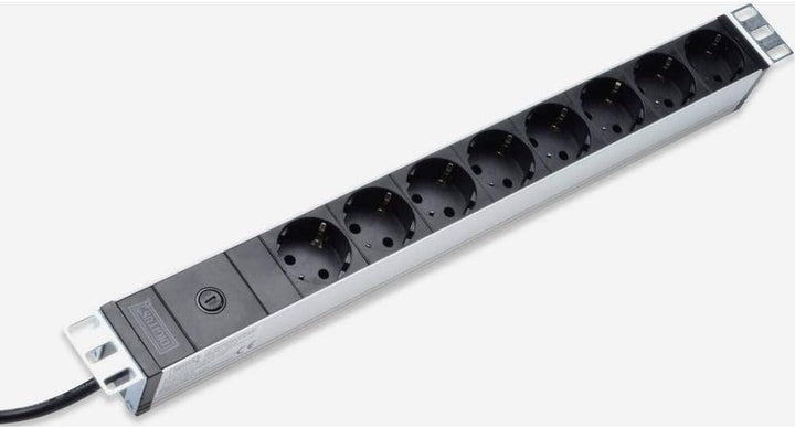 DIGITUS 19" Steckdosenleiste - 8 Abgriffe - 1HE - 250VAC - 50/60Hz - 10A - 4000W - Vorsicherung für