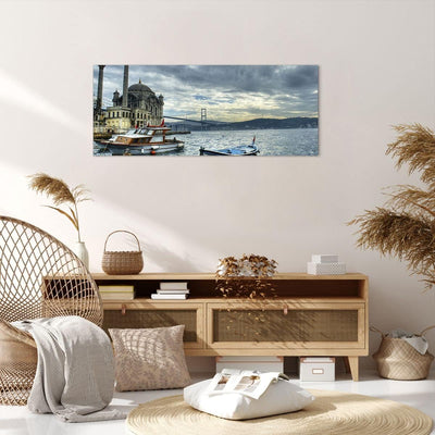 Wandbilder Dekoration Wohnzimmer Architektur asien boot brücke Panorama Bilder auf Leinwand 120x50cm