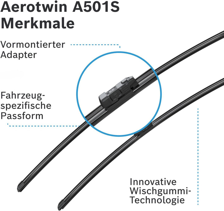 Bosch Scheibenwischer Aerotwin A501S, Länge: 800mm/680mm – Set für Frontscheibe
