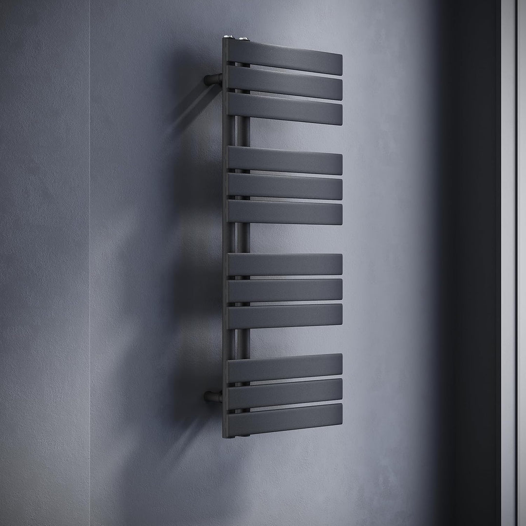 SONNI Badheizkörper Flach Handtuchtrockner 1038 x 400 mm Anthrazit Handtuchwärmer Seitenanschluss Pa