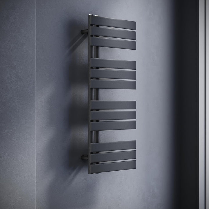 SONNI Badheizkörper Flach Handtuchtrockner 1038 x 400 mm Anthrazit Handtuchwärmer Seitenanschluss Pa