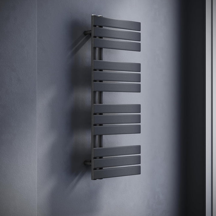 SONNI Badheizkörper Flach Handtuchtrockner 1038 x 400 mm Anthrazit Handtuchwärmer Seitenanschluss Pa
