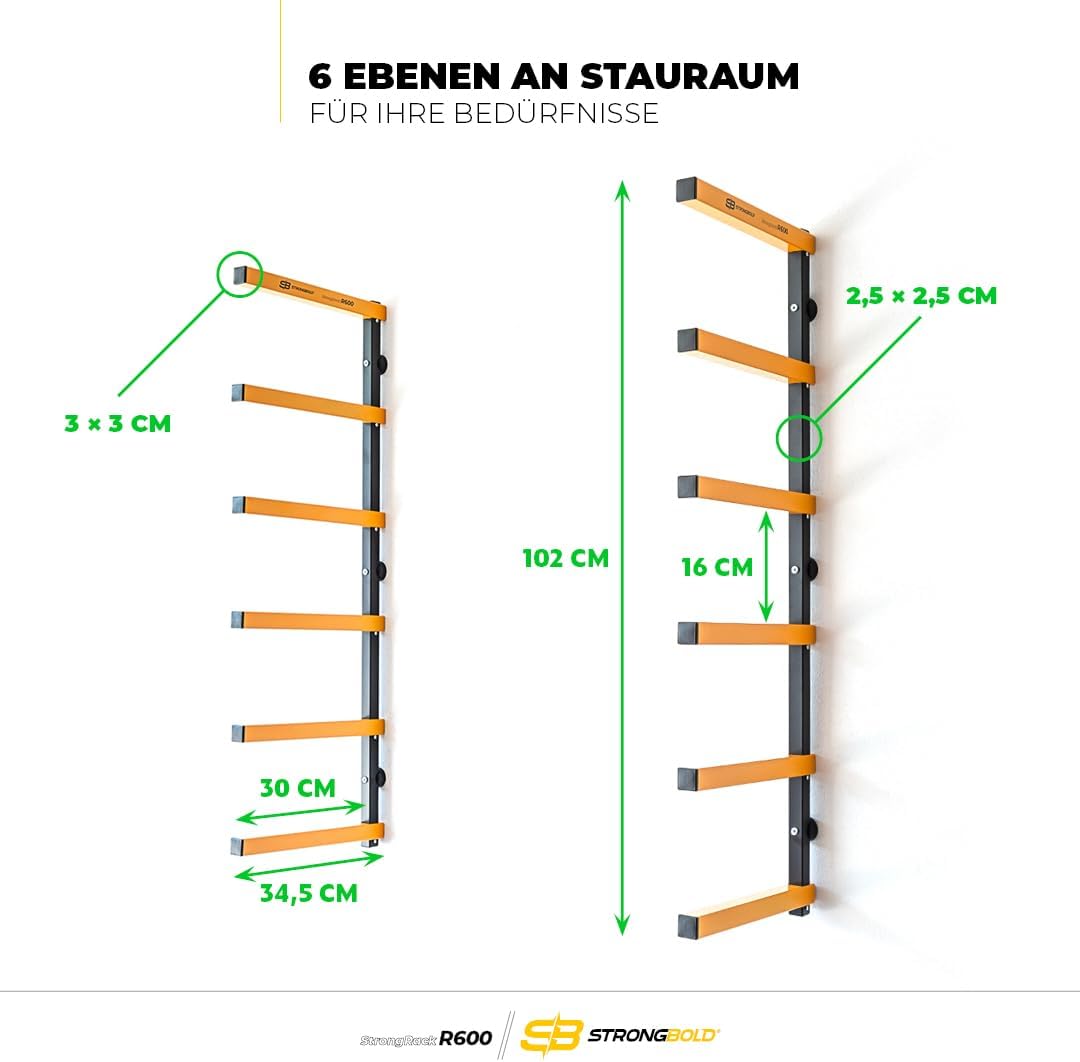 StrongRack R600 Schwerlastregal ⏐ Aufbewahrung Regal und Garage Organizer mit 6 Ebenen ⏐ Wandhalteru