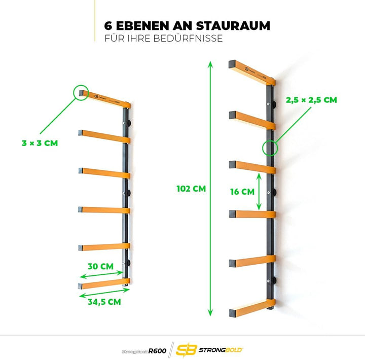 StrongRack R600 Schwerlastregal ⏐ Aufbewahrung Regal und Garage Organizer mit 6 Ebenen ⏐ Wandhalteru
