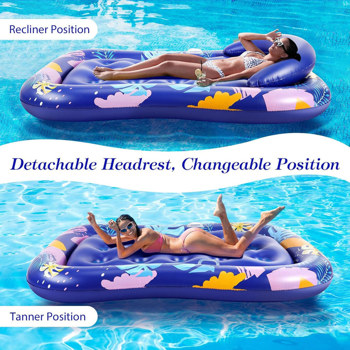 MoKo Pool Luftmatratze Erwachsene, Gross Schwimmbett mit EIS Bar, Solarium Pool Loungesessel Aufblas