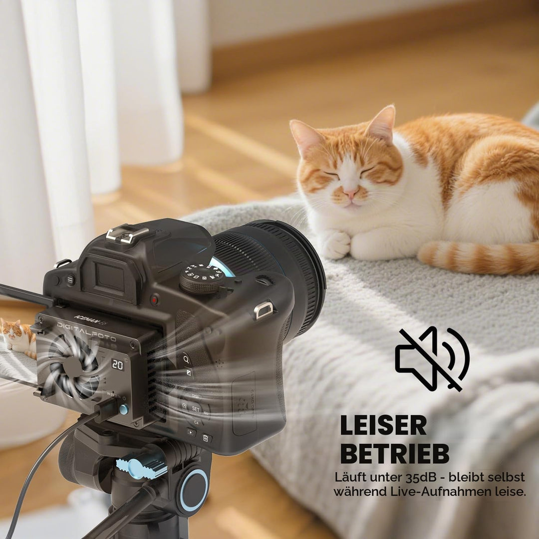 ICEMAN-E6 Kamera Lüfter für Canon R5/R6/90D/SX70, TEC Halbleiter Kamera Cooling Fan mit LED-Anzeige,
