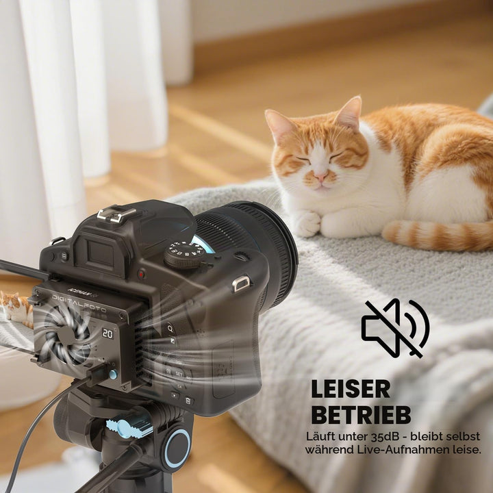 ICEMAN-E6 Kamera Lüfter für Canon R5/R6/90D/SX70, TEC Halbleiter Kamera Cooling Fan mit LED-Anzeige,