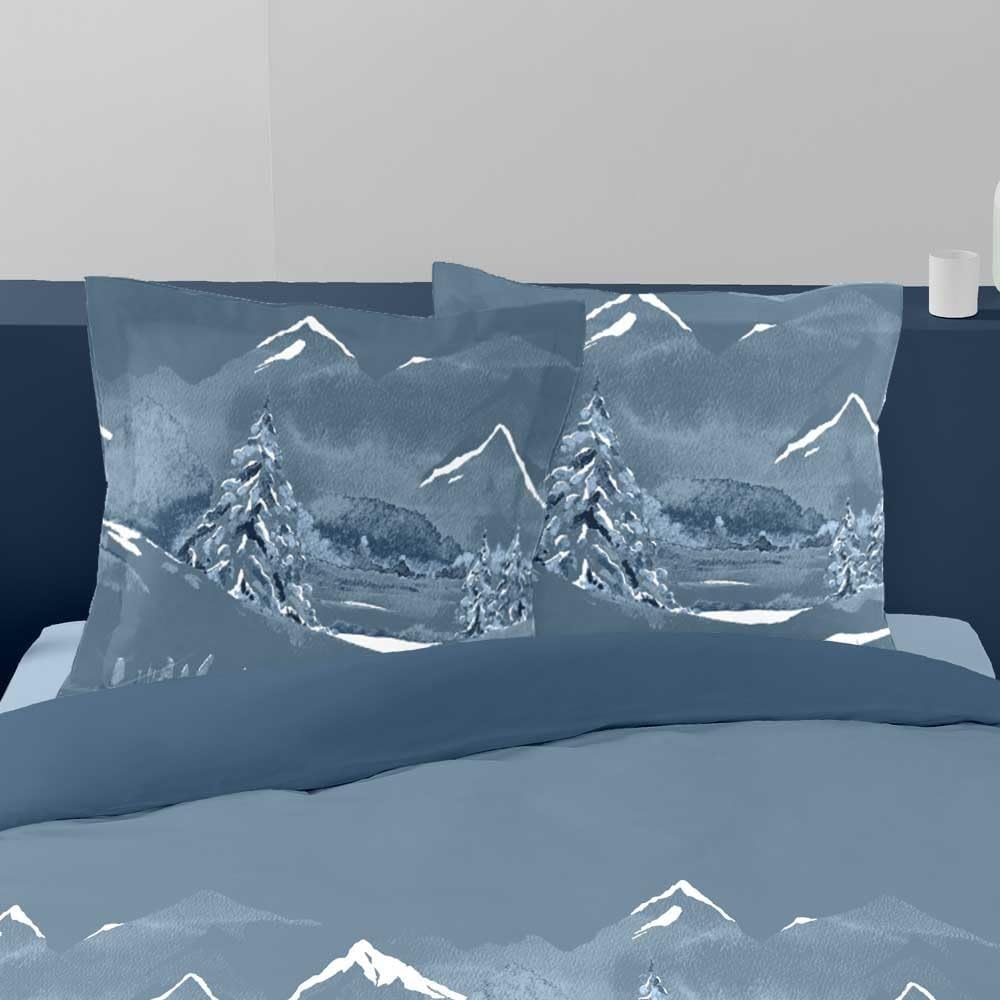 Bettbezug mit Kissenhüllen, Motiv: Esprit Berge, reine Baumwolle, Motiv Nacht der Alpen 240 x 220 cm
