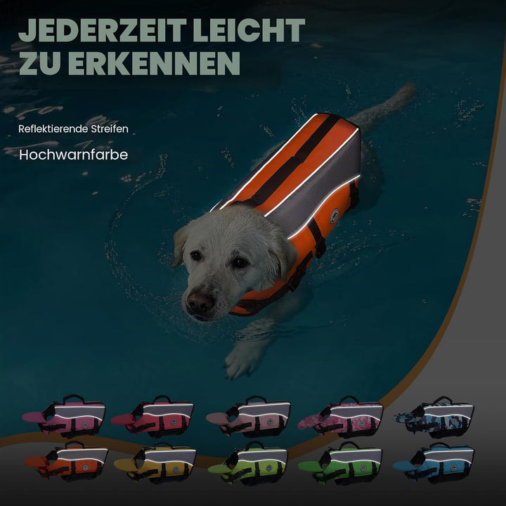 VIVAGLORY Front Float Schwimmweste Hund, Hundeschwimmweste für Bootfahren, Schwimmweste with Kopfstü