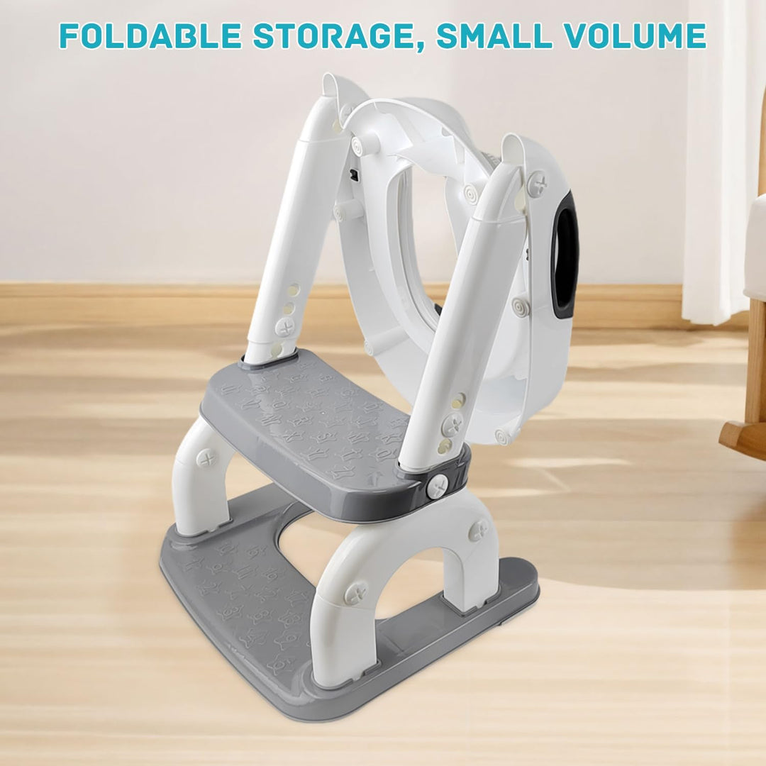 Toilettensitz Kinder mit Treppe, Faltbar Toilettentrainer, PP Material, Rutschfest, mit Griff, Geeig