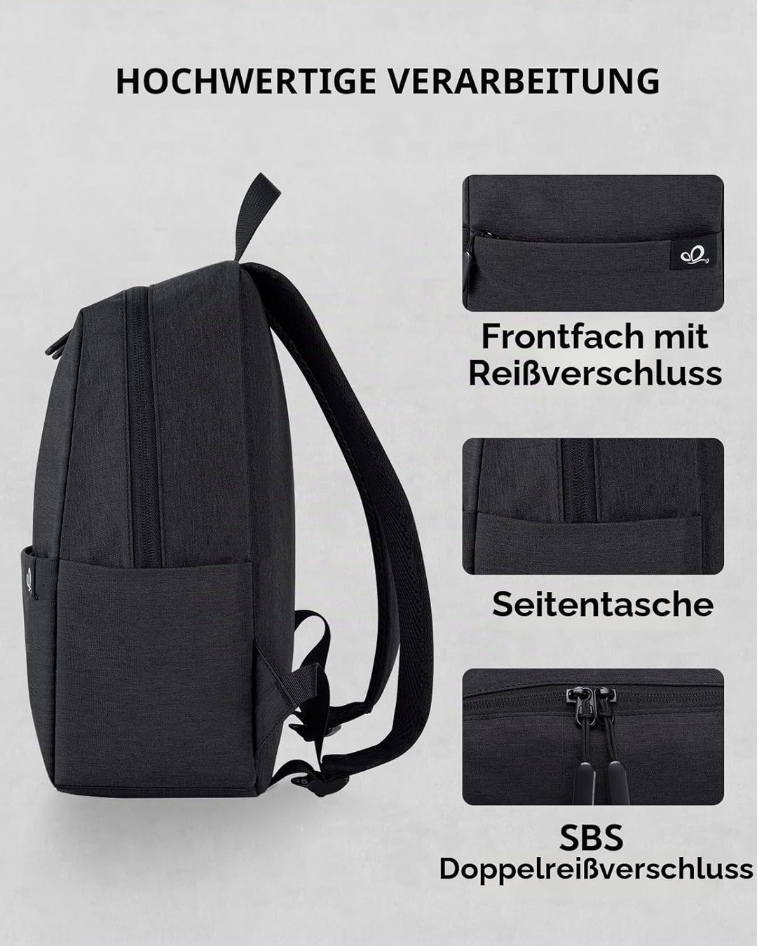 WATERFLY Leicht Klein Rucksack 10L: Casual Daypack Outdoor Mini Wanderrucksack Backpack für Arbeit S