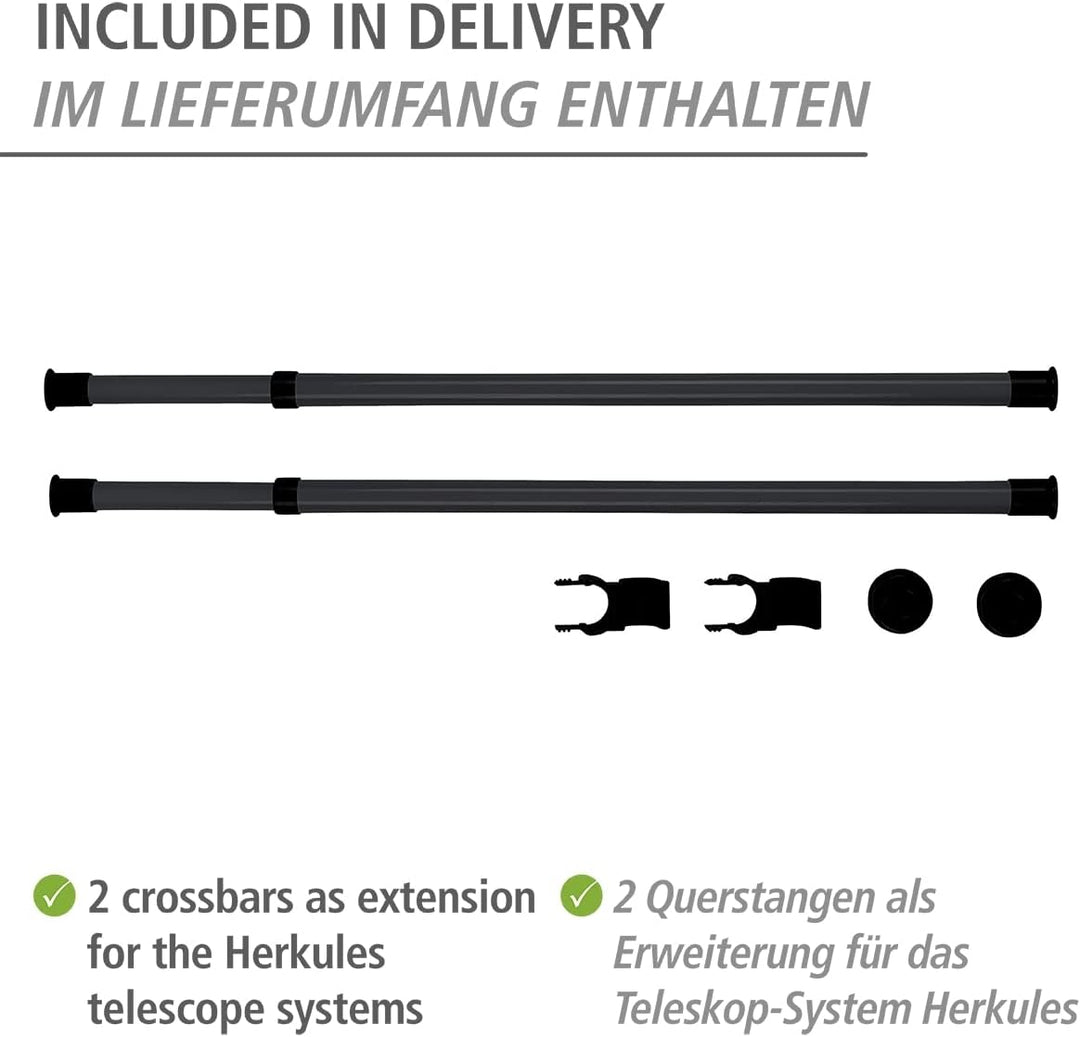 WENKO Kleiderstange Herkules 2er Set, Waagerechte Ergänzungs-Stange zum passenden Teleskop-System, M