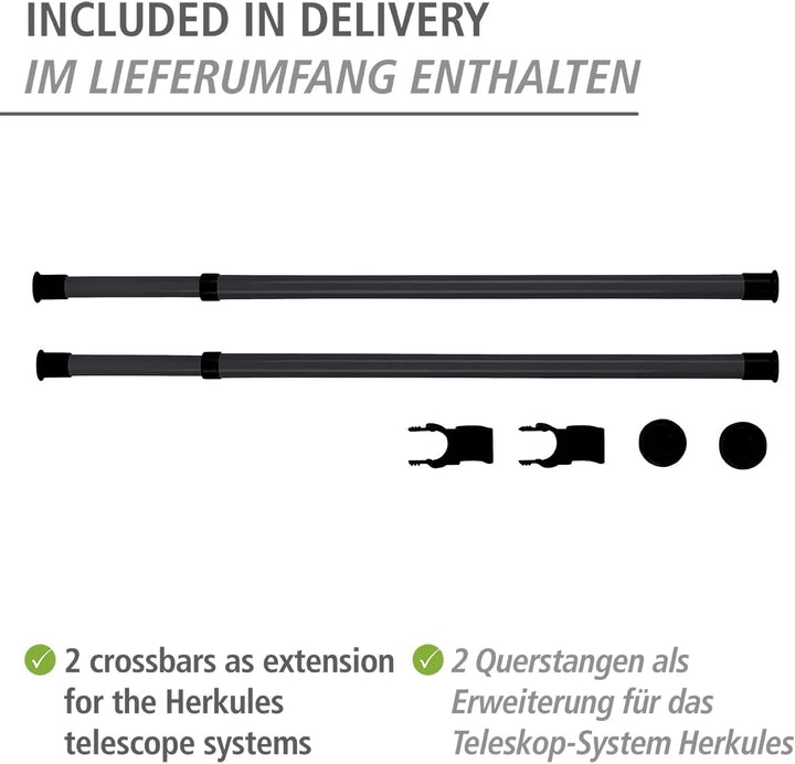 WENKO Kleiderstange Herkules 2er Set, Waagerechte Ergänzungs-Stange zum passenden Teleskop-System, M