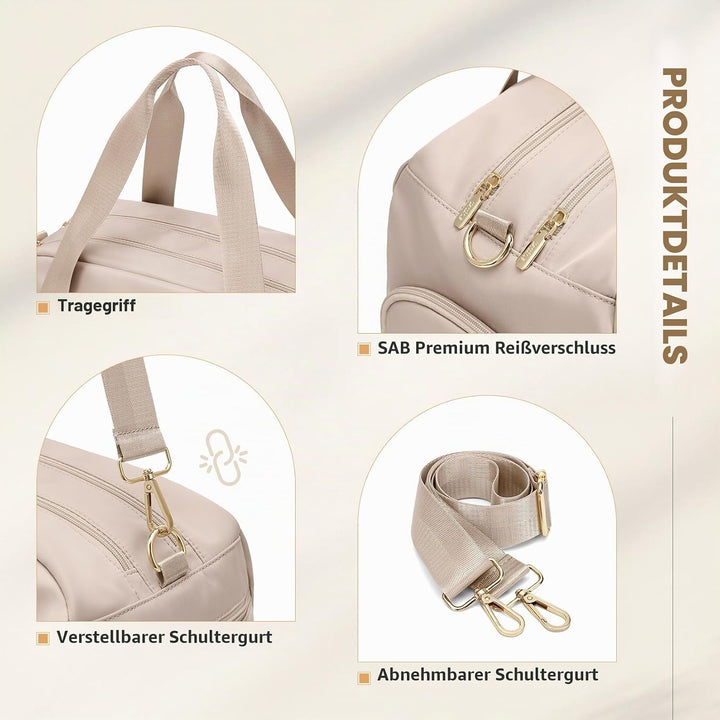 VNINE Reisetasche Sporttasche Damen，Leichte Handgepäck Tasche Weekender Bag Schwimmtasche Wasserdich