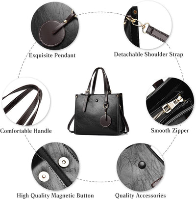 FANDARE Damen Handtasche Tote Beutel Umhängetaschen PU-Leder Schultertasche Tragetasche Multifunktio