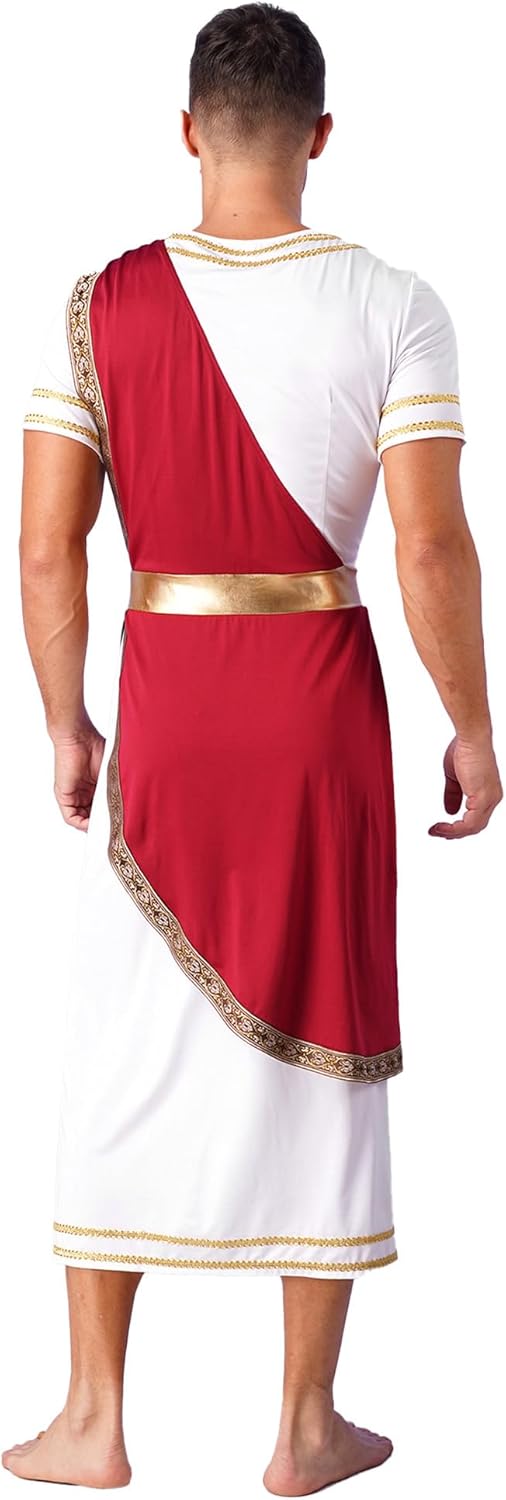 Freebily Erwachsener Herrenkostüm Griechische Götte Toga Mit Schärpe Kaiser von Rom Caesar Kostüm Ka