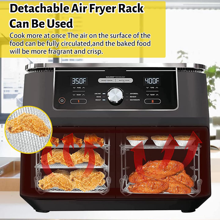 Zubehör für Luftfritteuse, Luckits 3 Etagen Gitter Luftfritteuse Edelstahl 304 Multifunktional Gitte