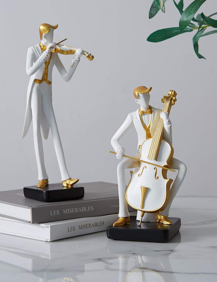 Amoy-Art Musik Figuren Skulptur Modern Dekor Statue Wohnzimmer Kunst Arts Polyresin Geschenk 25cm