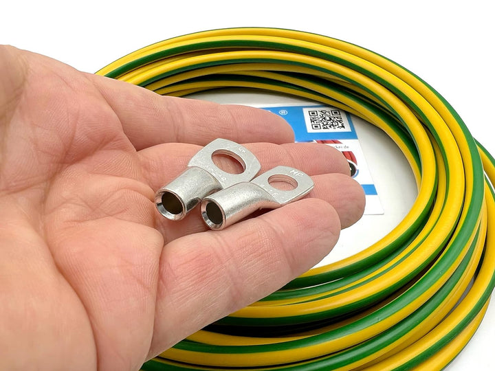 Erdungskabel 10m Erdungsleitung 16 mm² grün/gelb Kabelschuhe M8 + M10