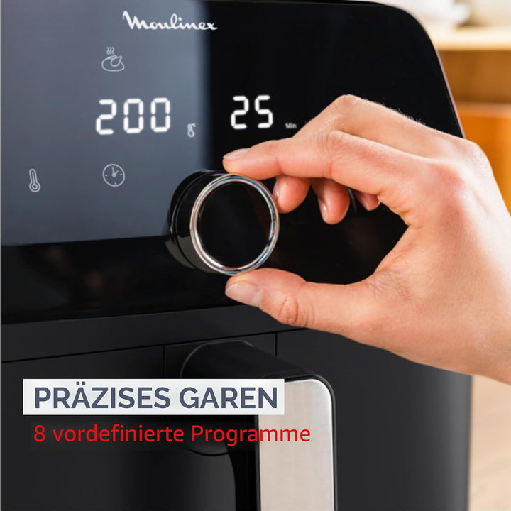 Moulinex Luftfritteuse, sehr grosses Fassungsvermögen von 7,5 l, 8 voreingestellte Programme, kompak