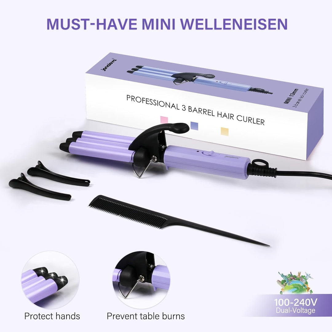 Mini Lockenstab für kurze haare, janelove 13mm welleneisen für dünnes haare, 200°C Beach waves Locke
