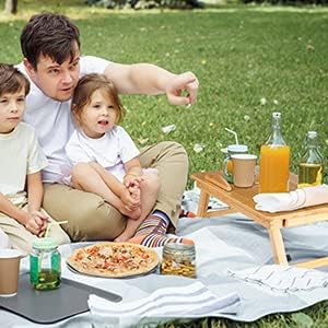 Ausla Laptoptisch Aus Bambus, Notebooktisch Mit Schublade, Klappbarer Frühstückstablett, Höhenverste