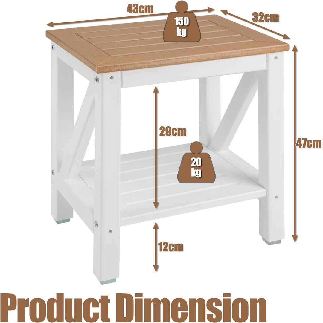 HOMASIS Badhocker mit Ablage, Duschbank bis 150 kg belastbar, wasserdichter Duschhocker Mehrzweck-Du