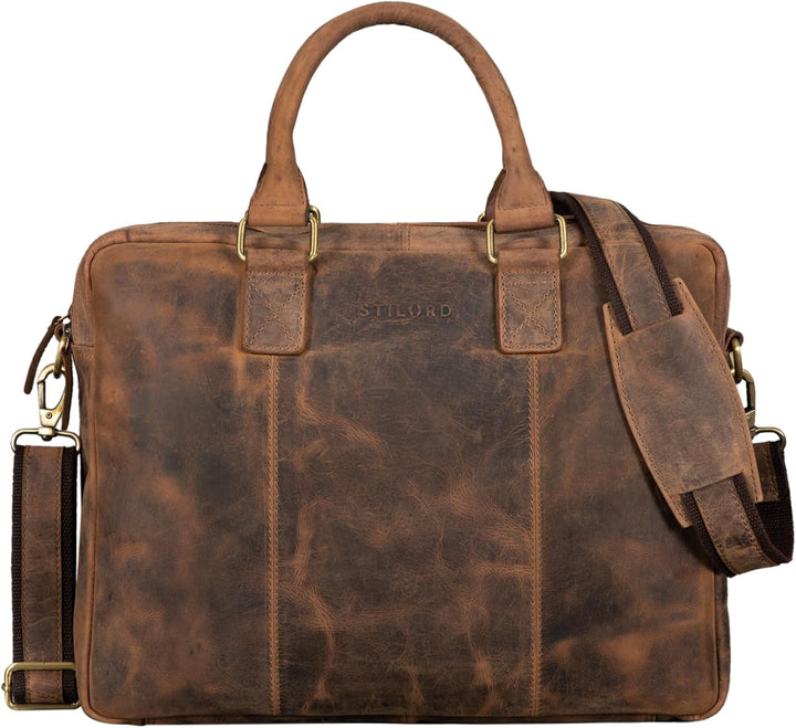 STILORD 'Zacharias' Vintage Businesstasche Leder Aktentasche gross XL 15,6 Zoll Laptoptasche Schulte