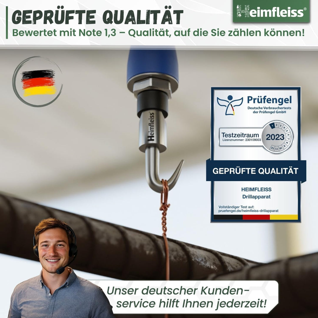 Heimfleiss® Draht Driller Drillapparat mit aut. Rücklauf - Universal Drahtbinder Rödelzange für Zaun