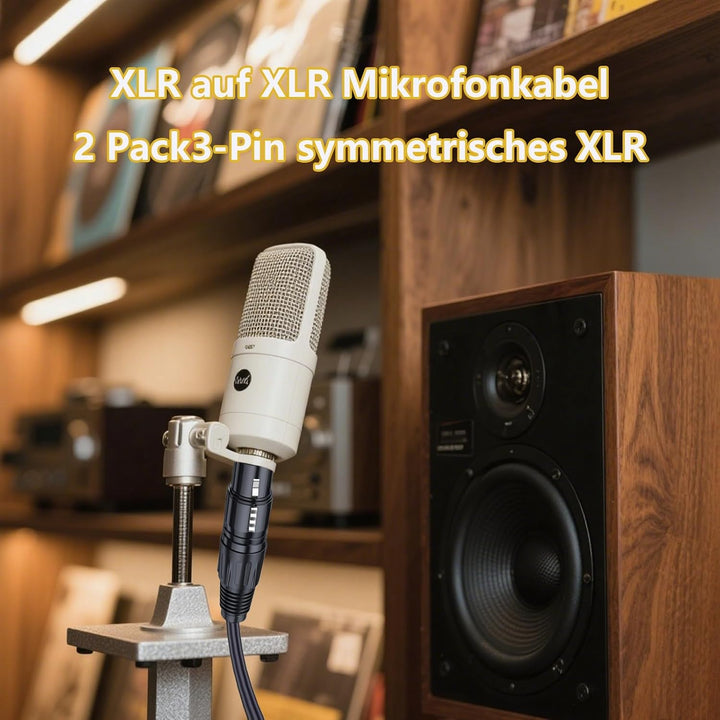XLR Kabel 2m-2 Pack Mikrofonkabel XLR Stecker auf XLR Busche Kabel Kompatibel mit Mikrofone oder and