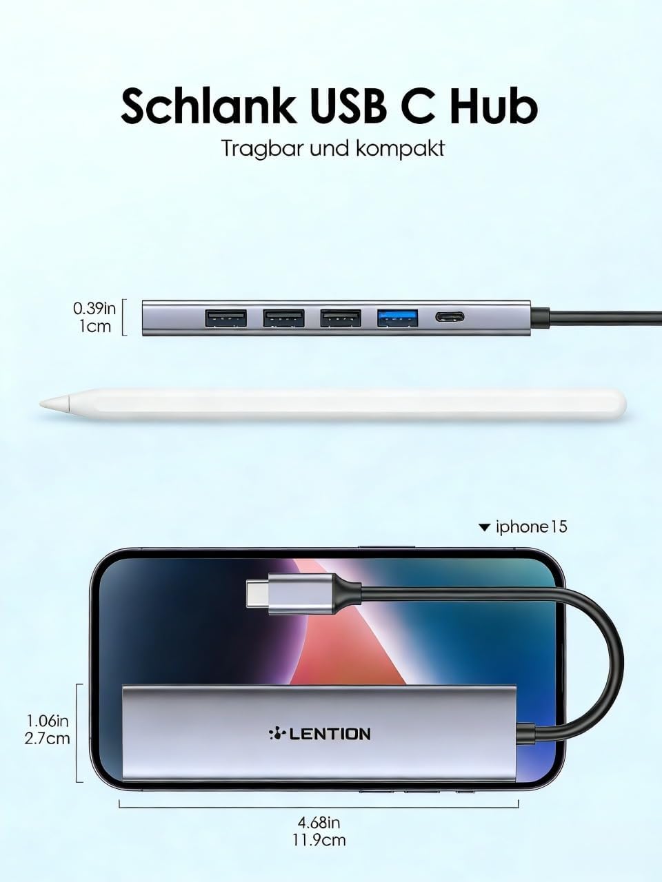 LENTION USB C Hub mit 100W PD Aufladung, 4K HDMI, USB 3.0 & 2.0 Adapter auf HDMI, Kompatibel 2025-20