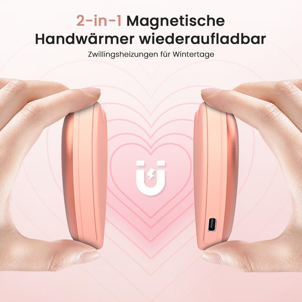 Handwärmer Wiederaufladbar - 2 Stück Herzförmige 5200mAh Elektrische Handwärmer - Strümpfe Stuffers